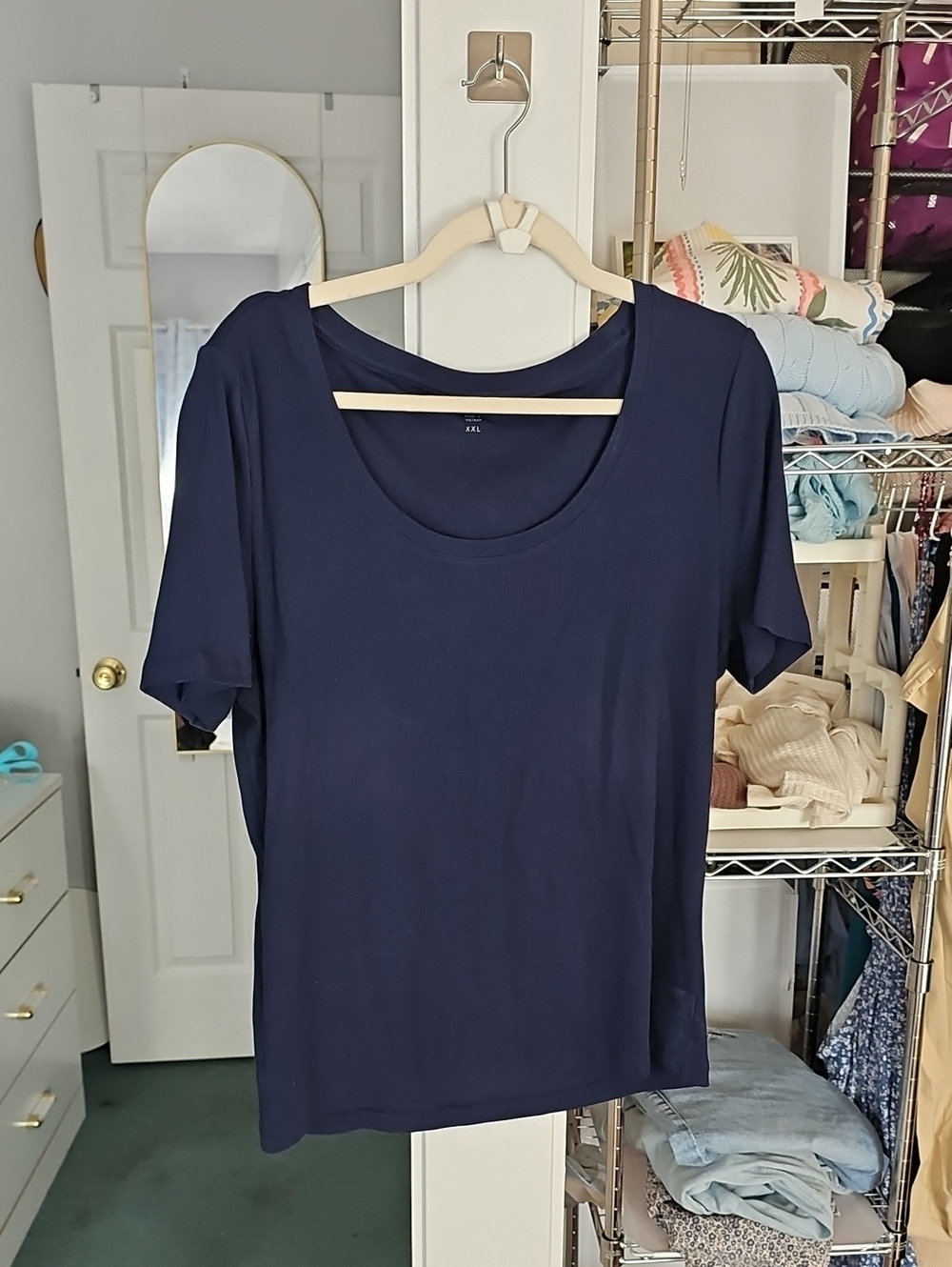 LOFT Navy Short Sleeve Scoop Neck Tee